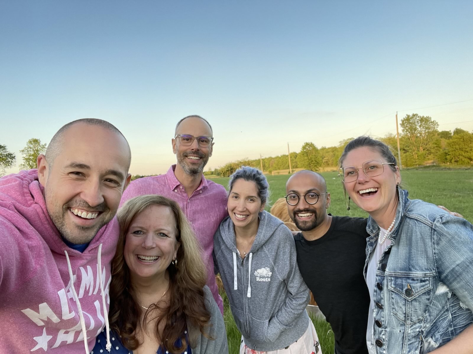 Friends gathering outdoors