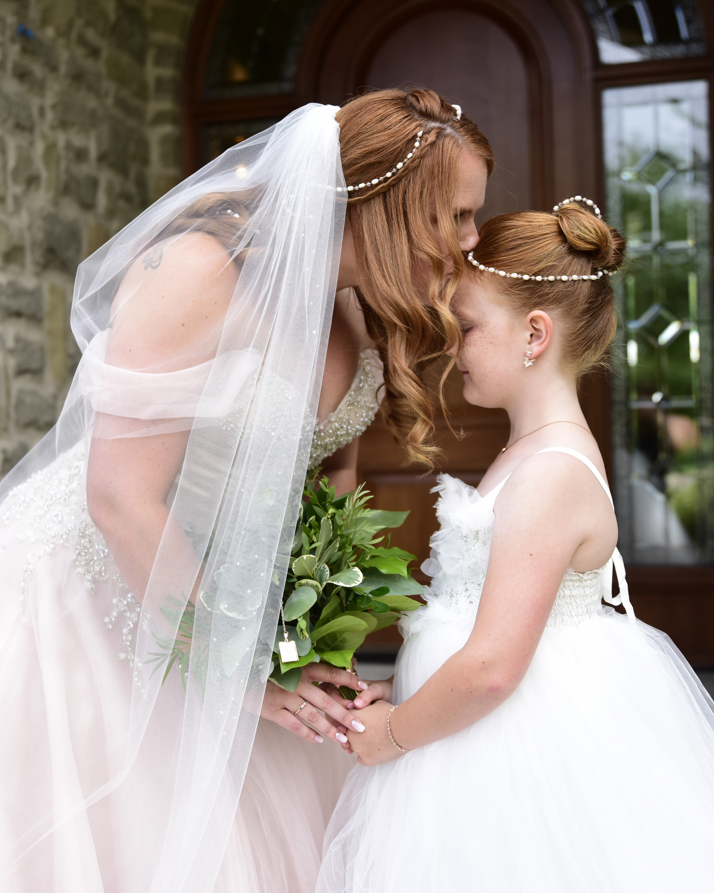 Bride and flower girl